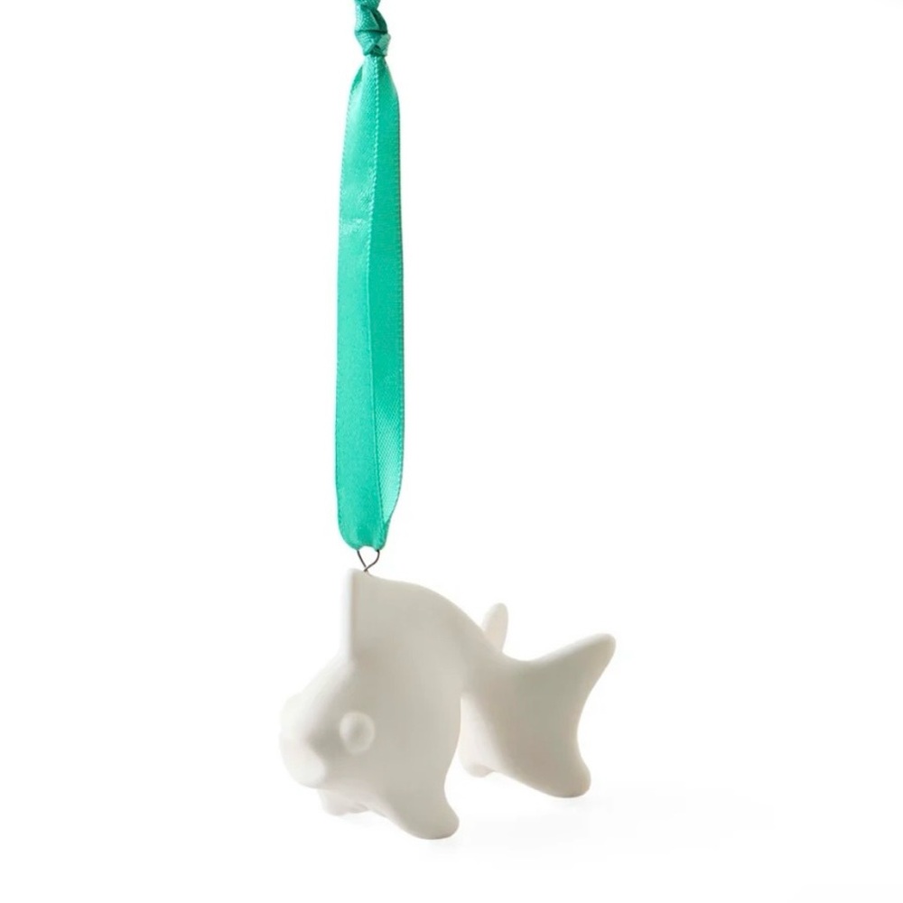 Jonathan Adler Porcelain Fish Ornament with Teal Ribbon - SOLD OUT!